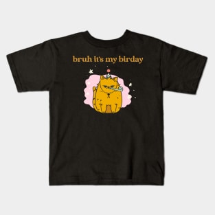 Bruh It's My Birday Birthday Cat Kids T-Shirt